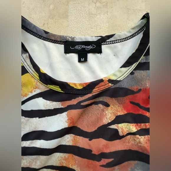 Ed Hardy dress body sleeveless Tiger Stripe Print summer Long Shirt Dress Sz M - Picture 3 of 7